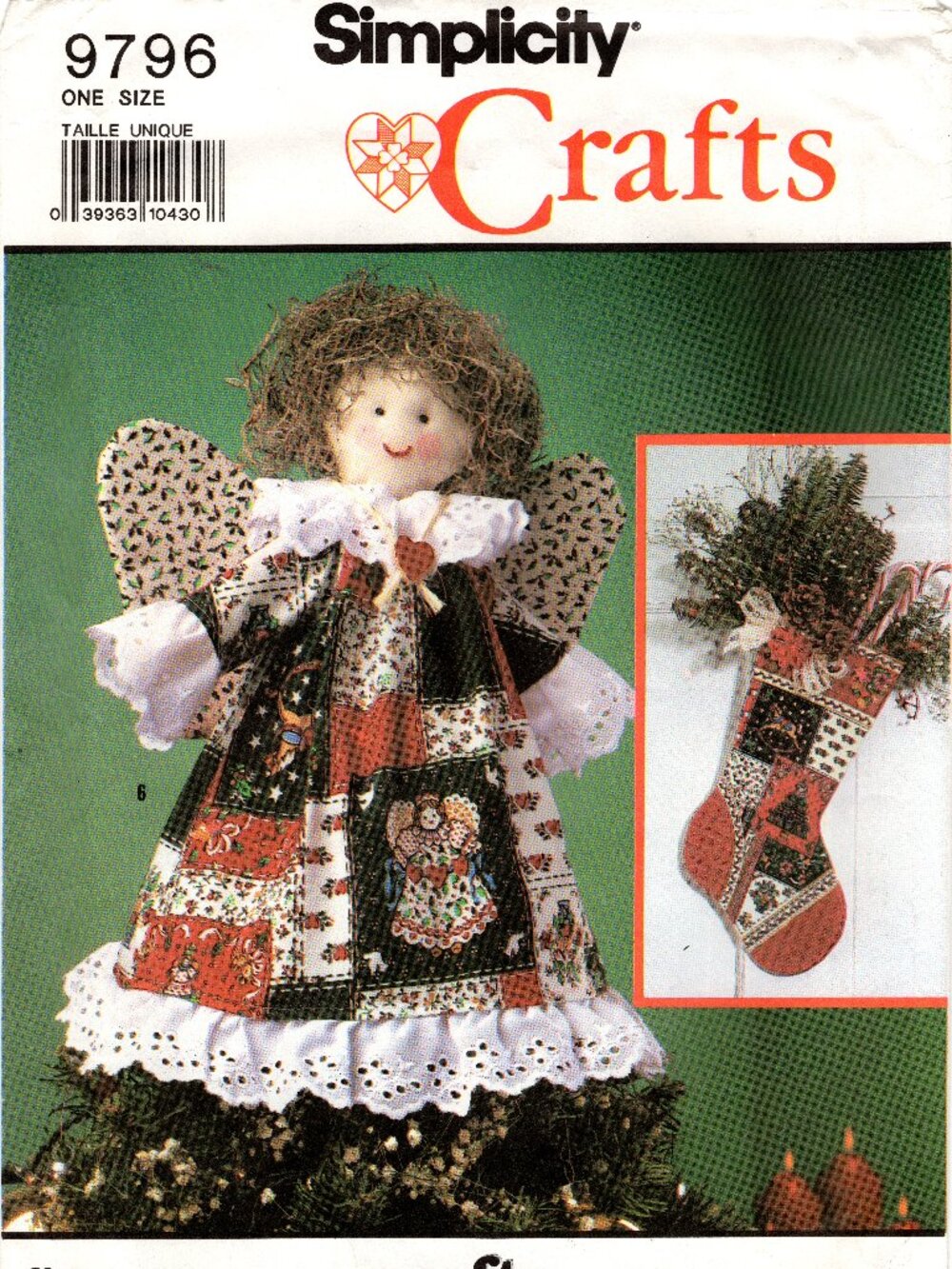 Simplicity Crafts 9796 Christmas Angel Stocking Uncut Vintage Pattern